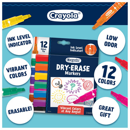 Crayola Take Note Dry Erase Markers for School (12ct) Essential Easter Basket Stuffers, Chisel Tip Whiteboard Markers, Spring Craft Supplies for Teachers, Low Odor