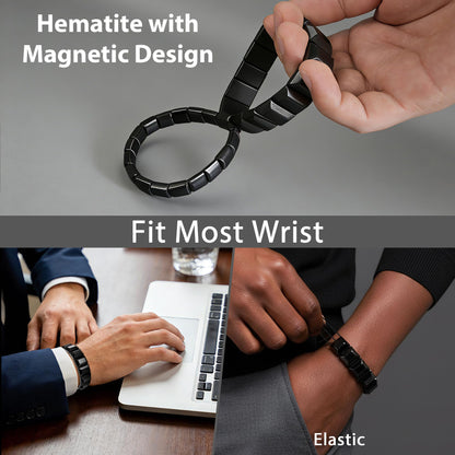 Trinckle Hematite Bracelet for Women Men, Easer Gifts Natural Hematites Stone Bracelet, 7 Inch Magnetic Hematite Bead Inspirational Jewelry Pulseras Para Hombres Reclaim Your Energy Confidence
