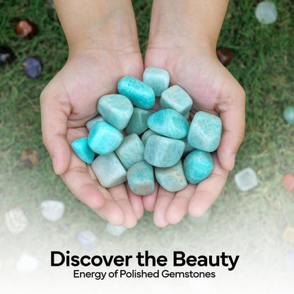 1/2lb Amazonite Tumbled Stones, Polished Crystals Healing, Natural Stones, Feng Shui, Chakra Balancing, Good Luck, Reiki Gift, Home Decor, Size 20-25 Mm, Polished Gemstones