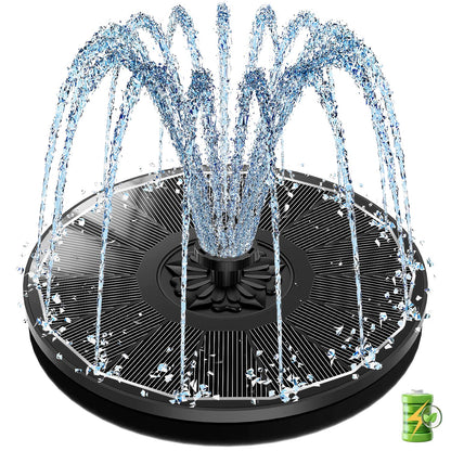 SZMP Solar Fountain for Bird Bath Spraying Water on Cloudy Day, Solar Water Fountain Pump Outdoor Garden 3.5W Black Glass Panel with 2000mAh Battery Replaceable Nozzles