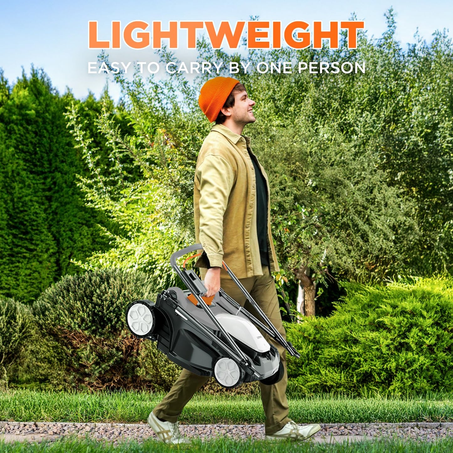 Litheli 40V (2 x 20V) 16.6" Electric Lawn Mower Cordless, Walk Behind Lawn Mower with 6-Height Adjust, Portable & Lightweight Push Battery Powered Lawn Mower (2 * 4.0AH Batteries Included)