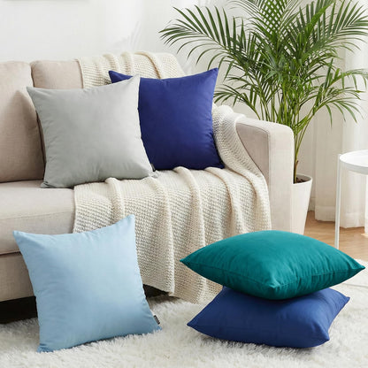 Coddsmz 6 Pack Decorative 100% Cotton Pillow Covers Square Cushion Cover Solid DIY Throw Pillowcase for Home Bed Sofa Halloween Christmas,Teal,6 Pack-18" x 18"/45x45cm