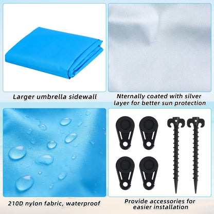 Bylion Large 5.9 x 9.8ft Umbrella Side Shade-UPF50+ Sidewall Accessory for Portable Beach Umbrella Removable Shelter Wall to Block Sun, Wind, & Rain - Waterproof SunWall for Universal Canopy Sunshade