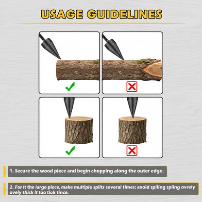 Firewood Log Splitter 2 Pack 45mm+32mm Easy Log Splitting Drill Bits Heavy Duty Electric Drills Screw Cone Driver Tools Split Wood Efficiently for Dry Soft Woods + 4 Drill Attachments (Black)