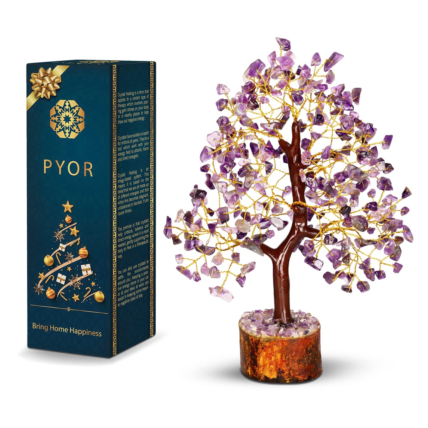 PYOR Amethyst Crystals, Artificial Tree, Money Trees, Crystals and Stones, Desk Decorations for Women Office, Feng Shui Decor, Spiritual Gifts for Women, Meditation Accessories, Housewarming Gifts
