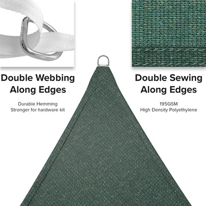 INFRANGE Sun Shade Sail Triangle 16' x 16' x 16' UV Block Sunshade Canopy Fabric for Oudoor Patio Pergola Garden Backyard Pool, Green