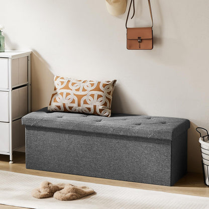 DUMOS 43in Storage Ottoman Bench, Storage Chest, End of Bed Foot Rest Stool with Padded Seat, Bedroom Bench for Living Room, Support 660lbs, Grey