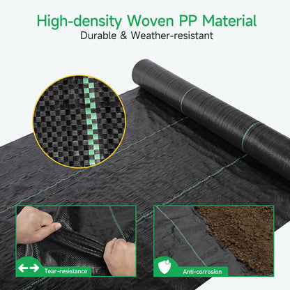 GreatBuddy 4FT × 100FT Weed Barrier Landscape Fabric Heavy Duty, 3.2oz High Density Weed Cloth for Greenhouse, Garden, Yard, Pathway, Ultra-Durable Woven Weed Control Ground Cover, Easy Setup