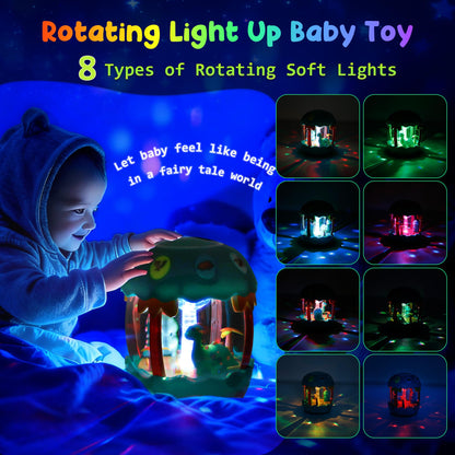 M SANMERSEN Baby Boy Toys 6-12 Months, Dinosaur Rotating Light Up Musical Baby Toys for 0-6 12-18 Months Newborn Infant Crawling Tummy Time Toys, Birthday Easter Gifts for Baby Boys- Green