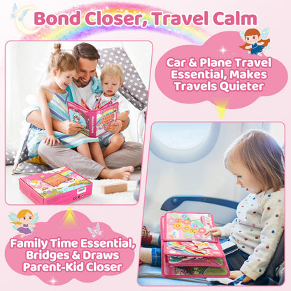 22 in 1 Busy Book for Toddlers 1-3, Sprite Montessori Toys for 1 Year Old with Fishing Game, Soft Sensory Toddler Busy Board, Airplane Travel Toys, Birthday Easter Gifts for 1 2 Year Old Girl