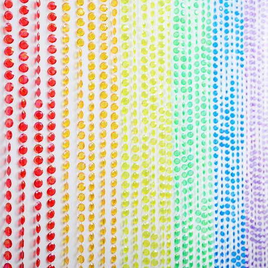 FlavorThings 3FTX6FT Colorful Diamond Cut Crystal Beaded Curtain for Doorway Room Closet Divider Party Wedding Kids Bedroom Decorations,Diamond Cut Bead Curtain (Rainbow)