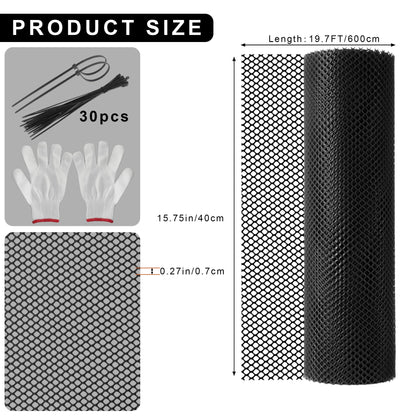 15.7 in x 19.7 FT Plastic Chicken Wire Fencing,Comes with 30 Twist Ties, Black Chicken Wire mesh,Poultry Netting,Poultry Fence,Chicken Wire for Crafts,Plastic Garden Fencing,Floral Chicken Wire