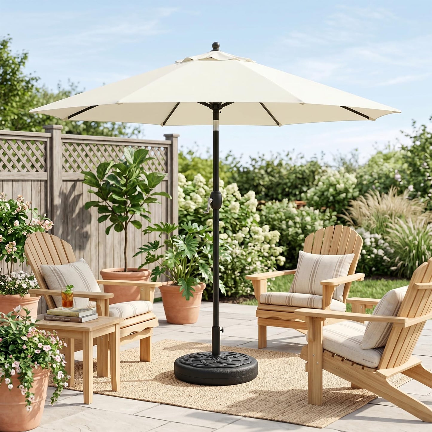 T&Jero Round Heavy Duty Plastic Patio Umbrella Base Stand Weight for Outdoor, 112 lb with Water and Sand Filled, Black