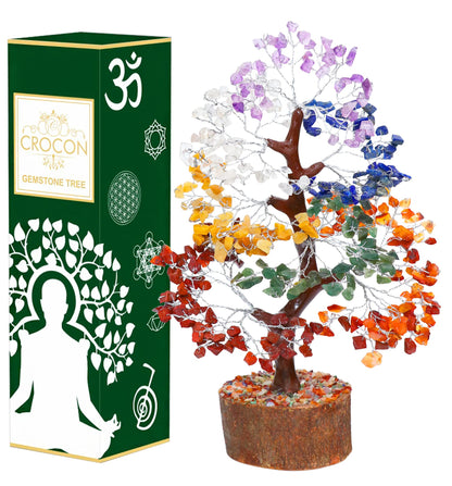 Crocon® 7 Chakra Tree of Life, Crystal Tree of Life - Gemstone Money Tree, Feng Shui Tree, Crystal Decoration, Artificial Tree, Spiritual Gift, Seven Chakra Tree, Healing Crystal Tree Gifts