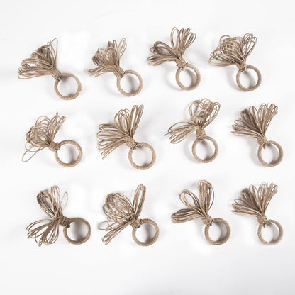 Natural Jute Napkin Ring Set of 12 - Fancy Elegant Beautiful Decorative Napkin Holder for Dining Table Décor, Farmhouse, Easter, Dinner, Party, Wedding, Thanksgiving, Holiday, New Year Everyday Use
