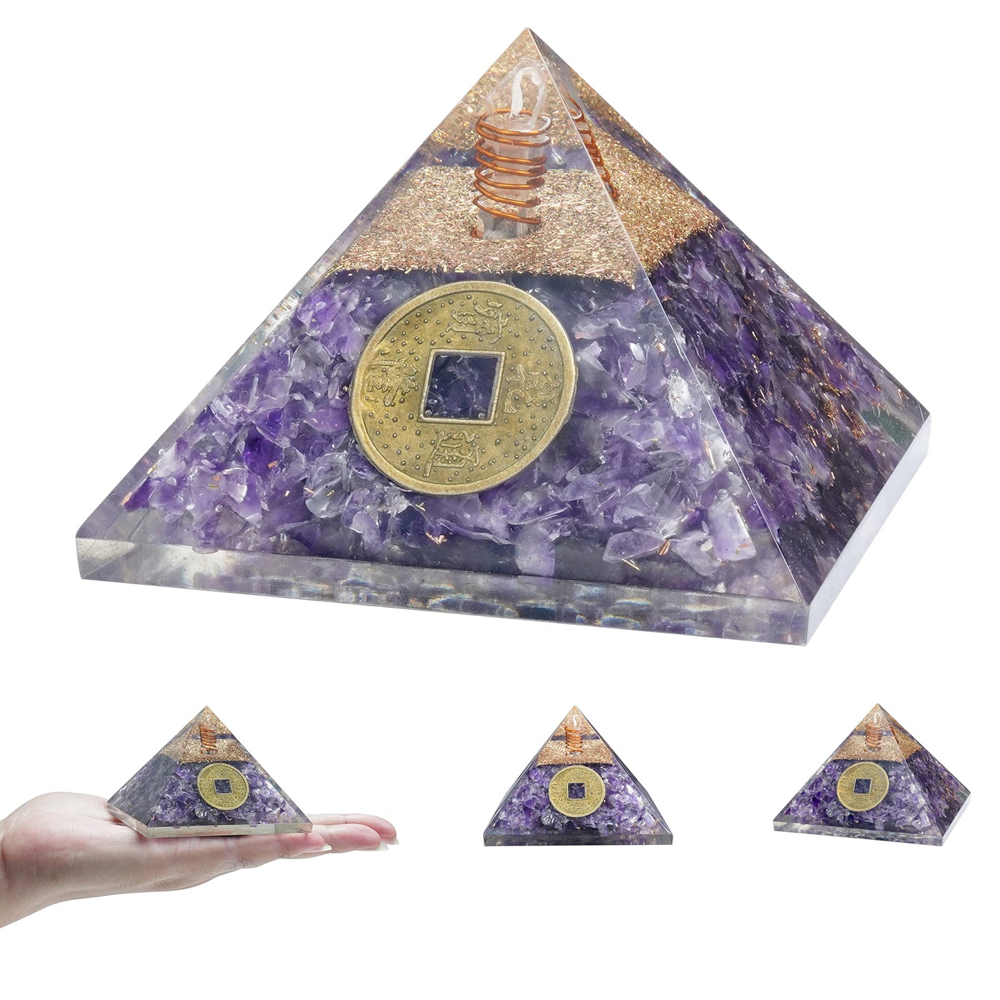 55mm orgone pyramid Amethyst protection crystals reiki supplies