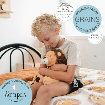 Lion - Microwavable & Weighted Plush Stuffed Animal - Heated Plushie for Warmth - Cute, Soft, Cozy Toy for Adults & Children (Boys, Girls, & Toddlers) by Warm Pals