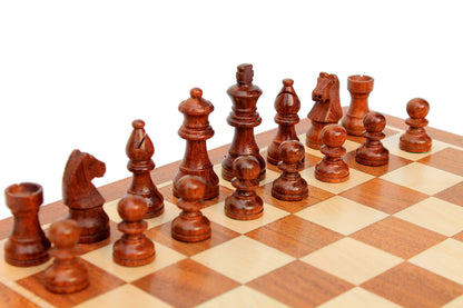 StonKraft 12" x 12" Inch Wooden Foldable Chess Board Game Set with Wooden Chess Pieces + Colored Chess Book