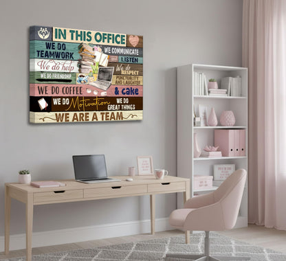 Inspirational Canvas Wall Art in This Office We are a Team Motivational inspiring Quotes Painting Pictures Wall Decor Poster Print Artwork for Man Cave Home Decoration