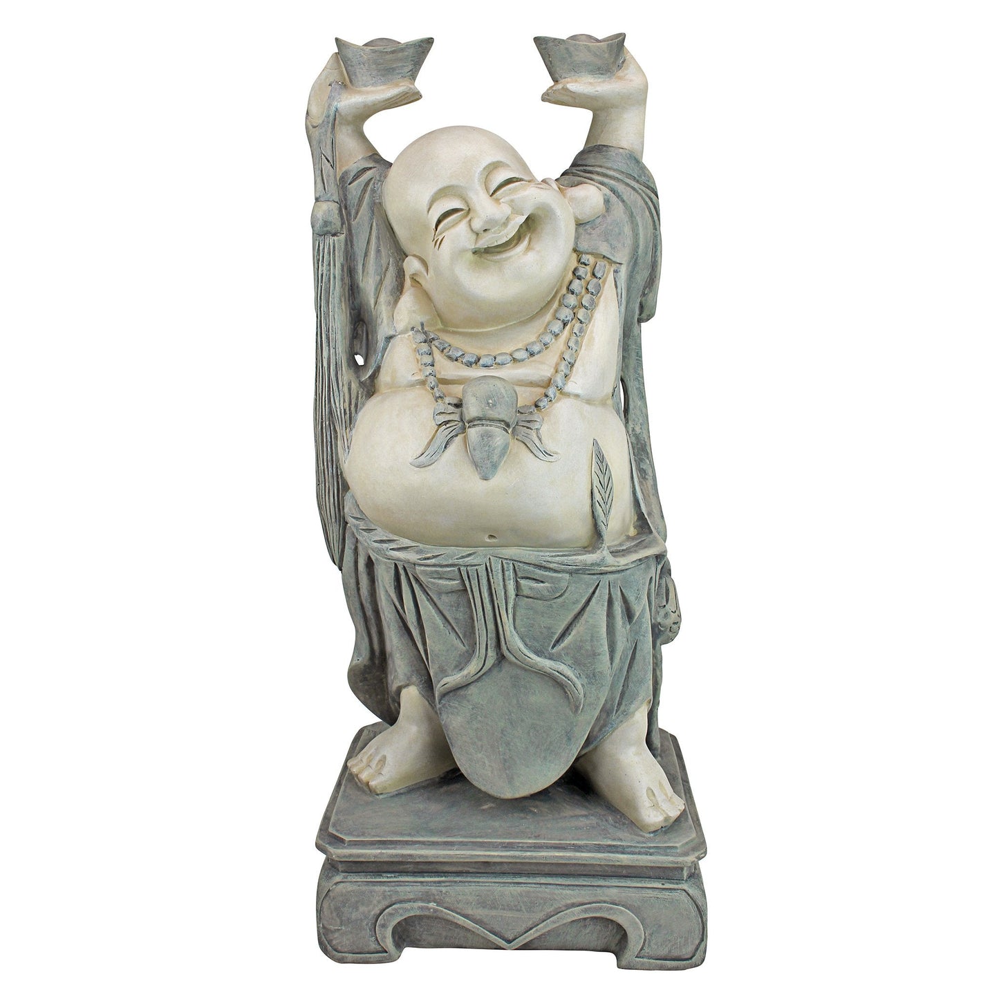 Design Toscano Jolly Hotei Laughing Man Asian Decor Indoor/Outdoor Garden Statue, 26 inches tall, Cast Stone Resin, Two Tone Stone Finish