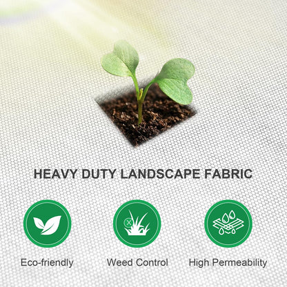 EnonGarden 3x100ft Non-Woven Weed Barrier Landscape Fabric, 3.5oz Heavy-Duty Garden Ground Cover White Weed Control Mat, Weed Blocker Mats Easy Setup for Yard, Garden Bed, Orchard, Farm, Fruit Trees