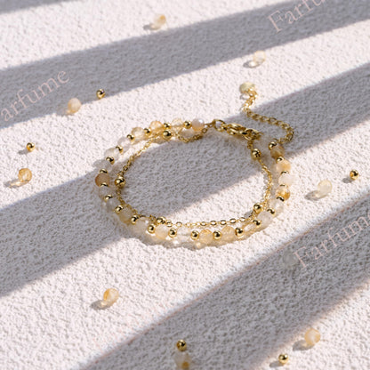 Farfume Citrine Crystal Bracelet Beaded Bracelets for Women 4mm Natural Stone Beads Gemstone Handmade Jewelry Valentine's Day Gifts