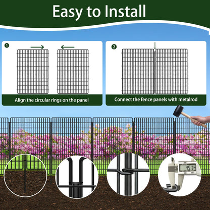 ULIOK 14 Panels Decorative Garden Fence Animal Barrier, Dog Fence Outdoor for Yard, 36 in(H) X 35.36 ft(W) No Dig Garden Fencing Outdoor, Dogs Rabbits Blocker Metal Wire Decorac Fences for Yard, Patio