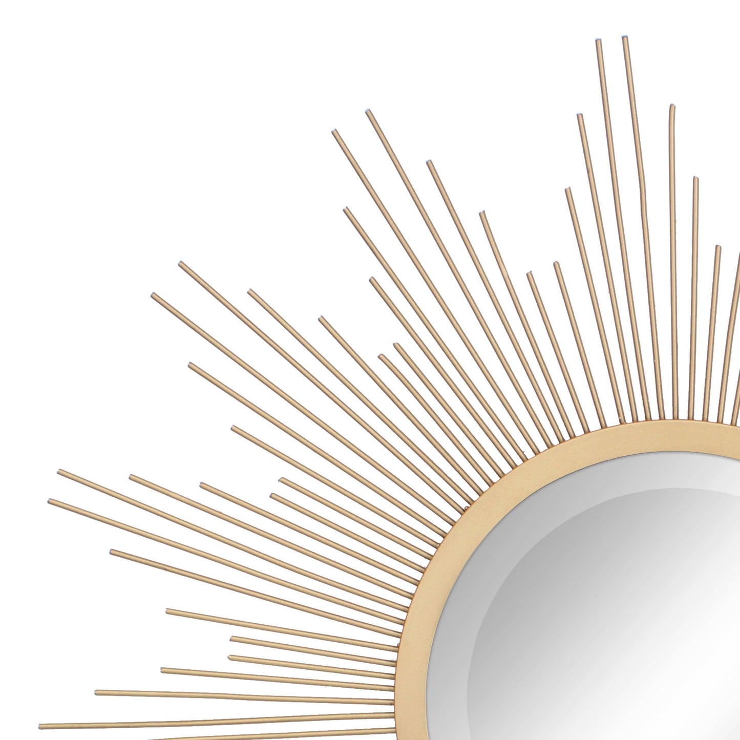 Stonebriar Round 23" Antique Gold Metal Starburst Hanging Wall Mirror with Attached Mounting Bracket, Decorative Decor for the Living Room, Bedroom, Bathroom, Hallway, and Entryway