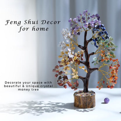 7 Chakra Tree Of Life Decor - Crystals, Birthday Gifts For Women - House Warming Gifts New Home - Bonsai Tree Home Decor - Meditation Accessories - Good Luck Office Decor - 300 Beads Chakra Stones