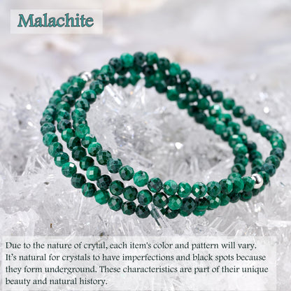Farfume Malachite - Transformation & Abundance - Beaded Bracelets for Women,Handmade Natural Stone 4mm Beads 925 Sterling Silver Stretch Bracelets, Chakra Crystal Gemstone Jewelry Gifts for Mom