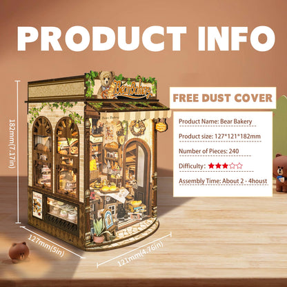 JOINCON DIY Miniature House Kit Tiny House Bakery Shop Dollhouse Miniature Kit for Adults Teen Mini House Building kit 3D Wooden Puzzle Gifts Home Decor- Bear Bakery (SQ-65)