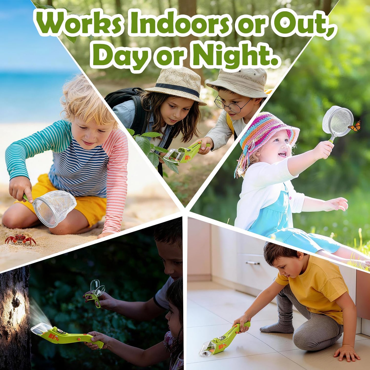 Bug Catcher Kit for Kids with Light and Insect Habitat - Outdoor Exploration Toys for Boys Girls Ages 6+, STEM Educational Toys Set Includes Net, Tweezers, Magnifying Glass Cup, Screwdriver
