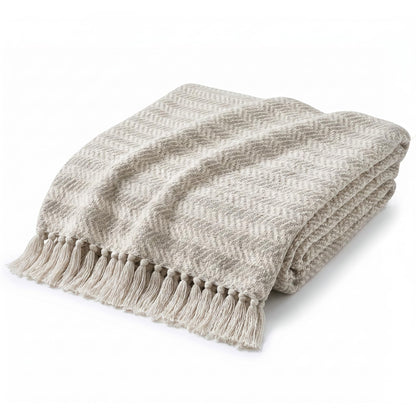 Americanflat 50x60 Throw Blanket - Soft and Breathable Cotton Throw Blanket for Couch, Bed, Chair - Decorative Blankets Perfect for Home, Office, or Outdoor Use - Cream and Beige Zig Zag Design