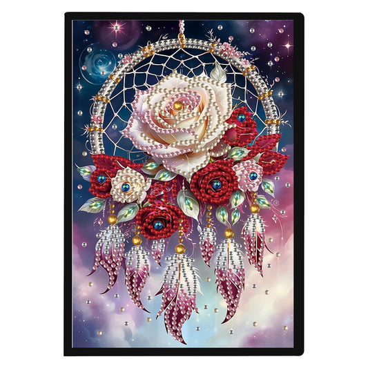 JZHYOAN Rose DIY Diamond Painting Blank Notebook 5D Flower Diamond Art Journal Sketchbook Mosaic Cross Stitch Note Book Kit Gem Art Dairy Travel Drawing Message Art Notebook Craft for Adult Office
