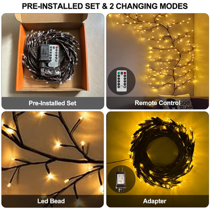 Vines for Home Decor with Remote, 7.5Ft Christmas Swags Decorations Indoor Artificial Plants Tree Branches 144 LEDs Lighted Willow Vine Lights for Walls Bedroom Living Room Decor Aesthetic (1PCS)