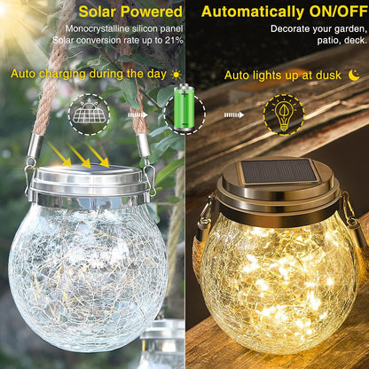 ROSHWEY Solar Lantern Gifts for Women, 2 Pack Hanging Garden Decor Lights Outdoor Waterproof with 30 LED for Halloween Christmas Easter Gift, L Size