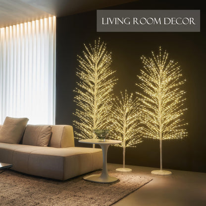 LITBLOOM Lighted White Tree with Timer and Dimmer 6FT 1280 LED Fairy Lights, Twig Tree with Lights for Home Room Christmas Easter Holiday Decoration