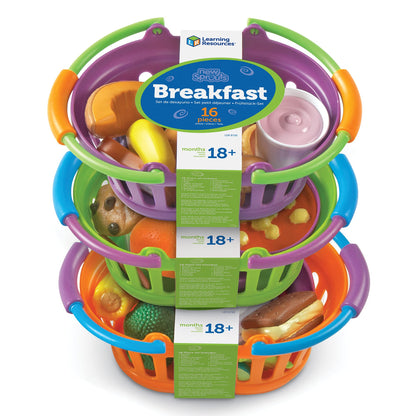 Learning Resources New Sprouts Bundle of Breakfast, Lunch and Dinner - Food Toys, Pretend and Play, Imaginative Skills, Toddlers Kitchen Toys, Fruit and Vegetable Basket, Gifts for Boys and Girls
