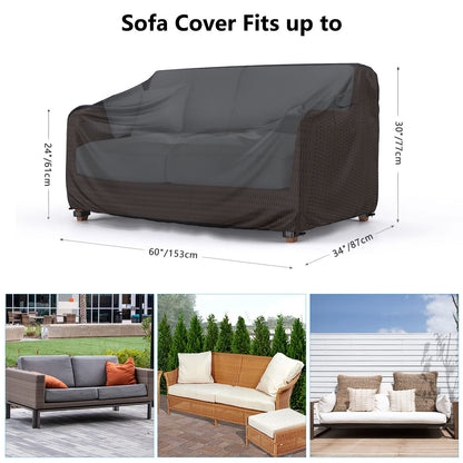 Heavy Duty Patio Sofa Cover Waterproof, Mrrihand 2-Seater Outdoor Sofa Loveseat Cover, Outdoor Patio Furniture Cover with Air Vent and Handles, 60" W×34" D×30" H, Black