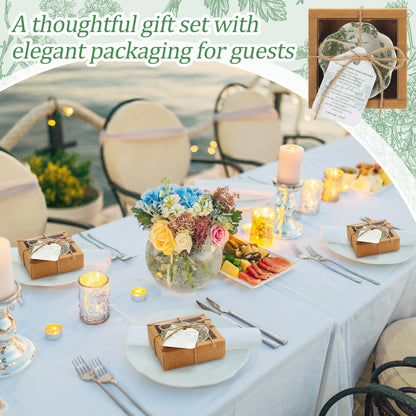 Teenyyou 40 Pack Wedding Favors for Guests Small Ceramic Bowls Bulk Gifts Set 3.3 Inch Sage Green Verdure Design Mini Dipping Bowl Sauce Dish with Cards Box for Party Shower Favor Souvenir