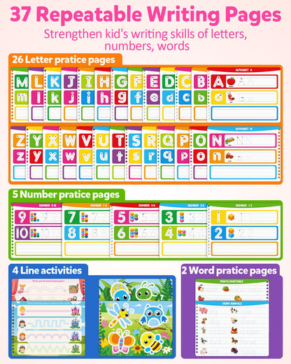 Coogam Montessori Preschool Learning Activities for Toddler Girls Age 3-5, Busy Book with Tracing & Handwriting Practice, Educational Autism Sensory Travel Toys for Girls Birthday Gifts