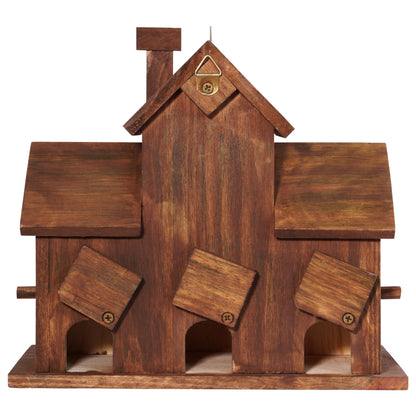 MIXUMON Bird Houses for Outside with Bird Feeder, Outdoor 3 Hole Bird House Room for 3 Bird Families Bluebird Finch Cardinals Hanging Birdhouse for Garden (Style 12)