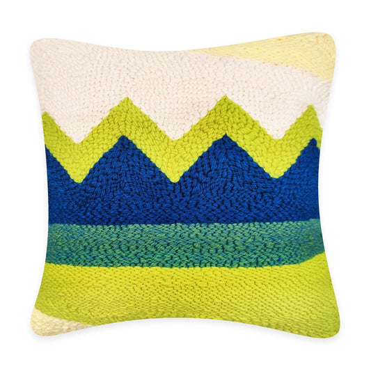 HAND U JOURNEY Punch Needle Pillow Cover DIY Kit – 16x16 Printed Pattern, Adjustable Punch Needle, Yarn & Fabric for Beginner Needlework Crafts (Frame Not Included) (Wave Pattern)