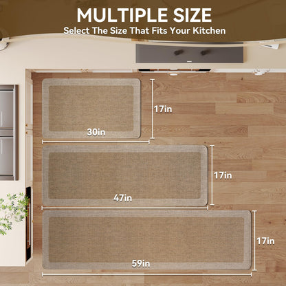 Quqei Kitchen Mat Non Slip, Washable Kitchen Rugs, Absorbent Kitchen Mats for Floor, Rubber Backing Soft Standing Floor Mat Runner Rug for Front of Sink, Easy to Clean and Maintain, Brown 17"x30"
