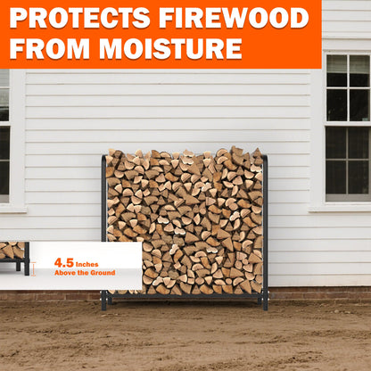 Ultrawall 4ft Firewood Rack with Waterproof Cover, Heavy Duty Log Holders for Firewood Indoor/Outdoor, Wood Storage Lumber Rack