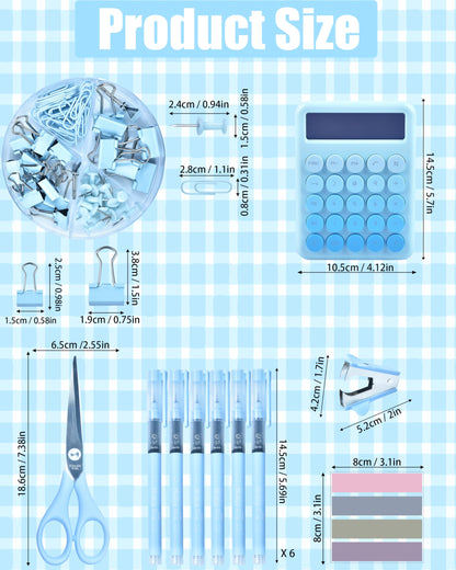 LXEVIHK 20Pcs Blue Desk Organizers and Accessories With Mesh Desk Organizer and 360°Rotating Pen Holder and a Lot of Office Blue Office Supplies Beautifully Presented in a Gift Box