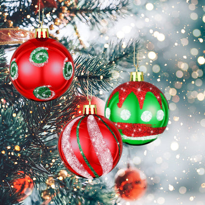Hungdao 30 Pcs 2.36 Inches Shatterproof Christmas Tree Ball Ornaments Set, Plastic Red Green White Elf Glittering Xmas Hanging Bulbs Pendants for Christmas Tree Decoration Holiday Party Home Decor