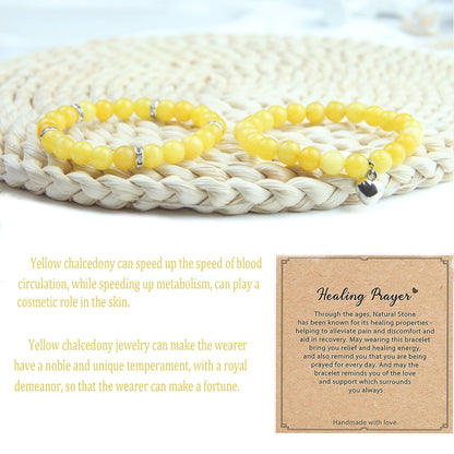 GDLKPYHS Healing Bracelets for Women - Citrine Bracelet - Healing Prayers Crystal Bracelet, 8mm Natural Stone Stress Relief Yoga Beads Get Well Soon Gifts