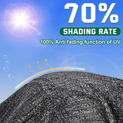 Kesfitt 70% Shade Cloth 10x20 ft, Breathable HDPE Mesh Sun Shade Tarp for Garden & Greenhouse, UV Resistant Outdoor Shade Fabric with Copper Grommets for Plants, Patio, Yard