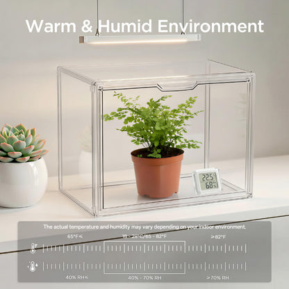 HBlife Mini Greenhouse for Indoor, Clear Stackable Green House with Magnetic Waterproof Door for Small Plants Nursery Germination, Tabletop Portable Greenhouse, 14.1x8.6x10.6 Inch (1 Pack)